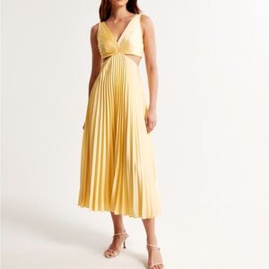 Yellow Abercrombie Pleated Wedding Guest Dress